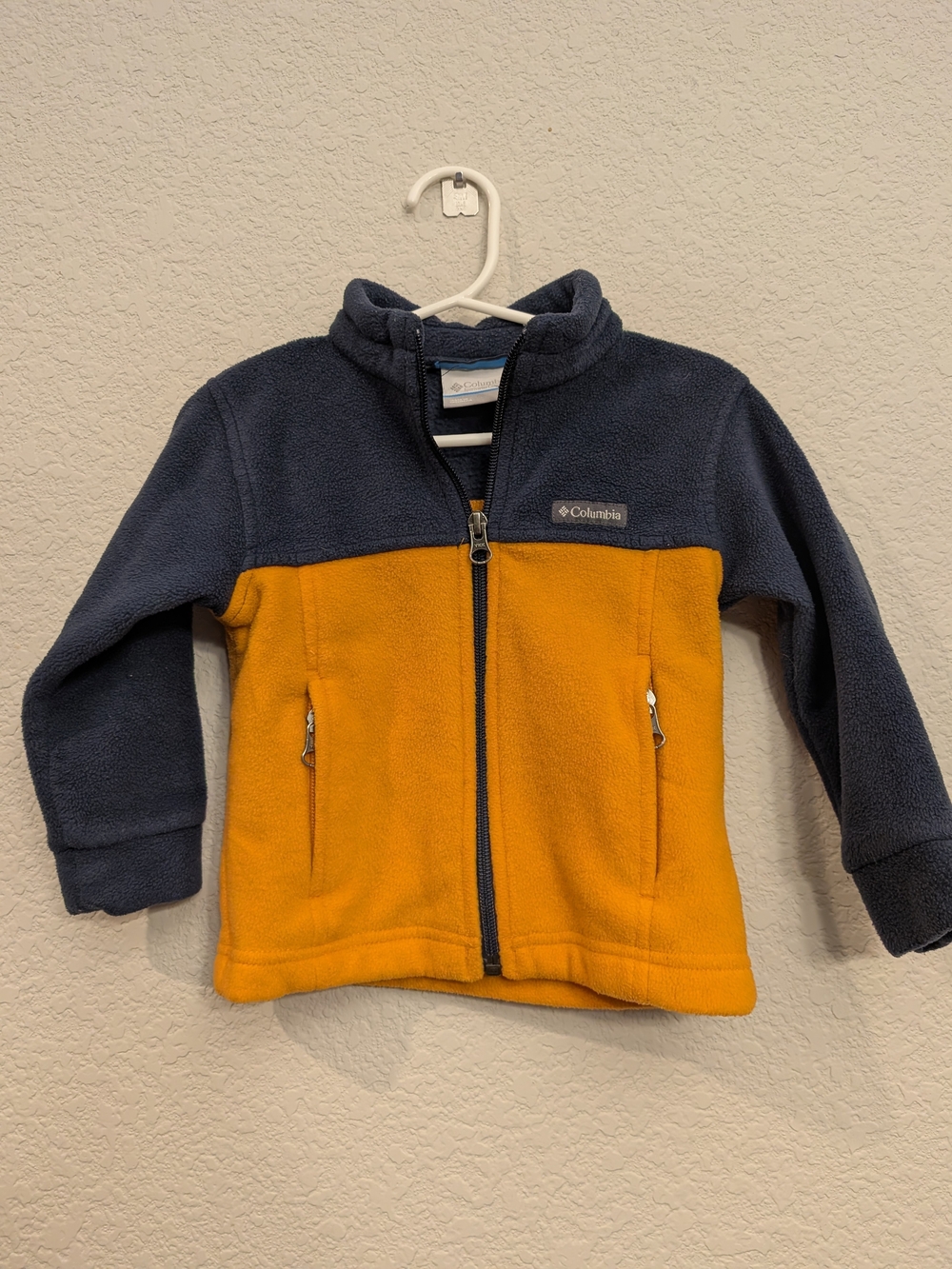 Columbia Kids' Two-Tone Navy and Orange Fleece Jacket Sz 2T Cozy Warm